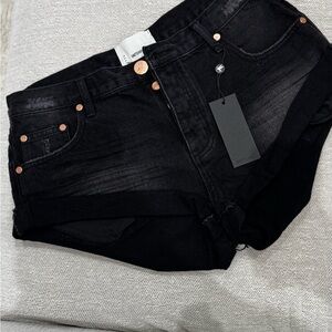 One Teaspoon Black Denim Cutoff Shorts